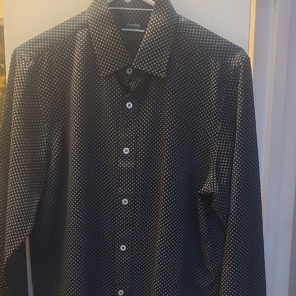 Black Patterned Men's Button Down Shirt